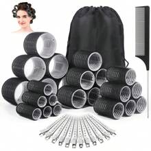 38PCS Hair Rollers Hair Curlers, Rollers, Curlers For Long Hair Thick, Jumbo Large Medium Small Rollers Set, 12 Stainless Steel Clips And Storage Bag ,Hair Rollers,Heatless Curls,Hair Curler,Hair Products And Accessories For Barber Salon Beauty Travel Essentials,Back To School,Travel Holiday Essentials,Hair Accessories For Women