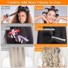 38PCS Hair Rollers Hair Curlers, Rollers, Curlers For Long Hair Thick, Jumbo Large Medium Small Rollers Set, 12 Stainless Steel Clips And Storage Bag ,Hair Rollers,Heatless Curls,Hair Curler,Hair Products And Accessories For Barber Salon Beauty Travel Essentials,Back To School,Travel Holiday Essentials,Hair Accessories For Women