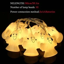 万圣节装饰灯串，鬼魂主题，室内外节日装饰，有趣的场景设置，LED 灯串，DIY 照明万圣节装饰房间装饰万圣节花园装饰礼物仙女节日装饰节日装饰 - 大幽靈 - 查看 13