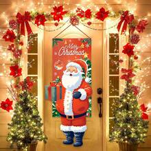 1 Stück Weihnachtsthemen Hänge Flagge, süßer Weihnachtsmann, Schneemann, Nussknacker Design, geeignet für Weihnachts Feiertags Dekoration, Türrahmen oder Garten
