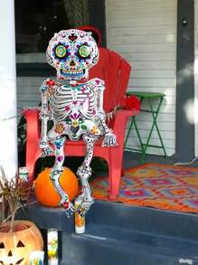 1PC Halloween Skeleton Balloon Day Of The Dead Standing Decor, Helium Self-Sealing, Walkable Design For Halloween Party, Horror Themed Celebrations, And Birthday Pranks, Aluminum Film, Christmas