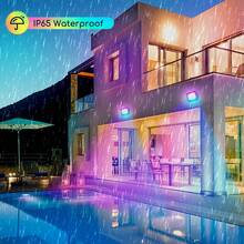 Aigostar Foco LED para exteriores de 50W,Foco LED de color RGB con control remoto, 6 modos estroboscópicos, modo DIY, temporizador, regulables, IP65 a prueba de agua para jardín, fiesta, etc.