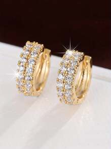 2 chiếc Cubic Zirconia Tôn Tạo Đôi Khuyên Tai Vòng Nam Nữ Thời Trang Hip Hop Thời Trang Phụ Kiện Trang Sức - Hoa tai - Xem 11