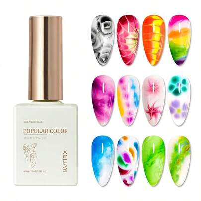 Gel de floración transparente, esmalte de uñas en gel UV LED que se retira con remojo para efecto de extensión, pintura en gel de esmalte de uñas de diseño de mármol para diseños de uñas DIY de primavera y verano con colores de flores acuarela y uñas mágicas