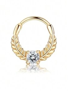 CASSIECA 1PC 16G Nhẫn vách ngăn Hoa tai Opal Daith Nhẫn mũi tròn Thép không gỉ CZ Sụn Helix Khuyên tai Tragus Trang sức xỏ khuyên vách ngăn - Vàng - Xem 15