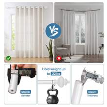 Double Curtain Rods, Double Curtain Rods For 28"-48"/48"-84"/84"-120 Window Telescoping Double Decorative Drapery Rods With Round Urn Finials, 5/8 Inch Front And 1/2 Inch Back Double Rod Curtain Rods - White - View 7