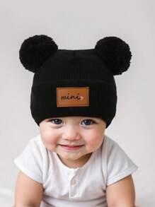 3 piezas Gorro tipo beanie negro unisex de 0 a 16 años para bebé, niños y niñas, estilo Y2K, gorro de punto para recién nacidos, adecuado para usar al aire libre, gorra de invierno cálida para el uso diario
