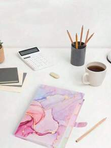 Cartella portatile in marmo e oro, borsa porta documenti multistrato per l'ufficio e le finanze