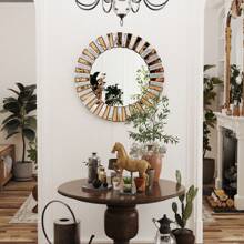 Sunburst Beveled Edge Frameless Wall Mount Bathroom Vanity Mirror - Tawny - View 3