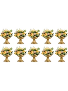 Gold Vases For Centerpieces Wedding - 10 Pcs 6.5in Height Metal Urn Planter Elegant Wedding Centerpieces For Tables - Trumpet Vase For Weddings Party Decoration Centerpiece Table Decorations - 兩種顏色 - 查看 1
