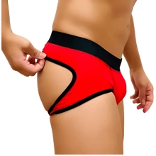Sexy Jockstrap Underwear With Buttock Opening - Röd - Visa 2
