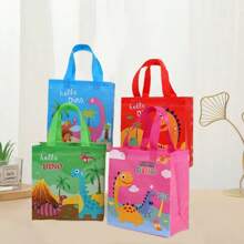 4 piezas/Juego 23*22*11CM Bolsas de tela no tejida a prueba de agua con patrón de dinosaurio, bolsas de regalo reutilizables para decoración de fiesta de cumpleaños - Multicolor - Ver 7
