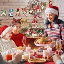 36 件圣诞小矮人木制挂饰，圣诞树户外装饰矮人悬挂花园装饰，圣诞户外装饰，圣诞礼物 - 彩色 - 查看 3