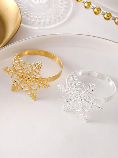 1pc Novo Anel de Guardanapo de Floco de Neve de Inverno, Suporte de Guardanapo Decorativo de Mesa Criativa de Alta Qualidade para Restaurante, Hotel, Aniversário, Casamento, Fazenda, Dia dos Namorados, Buffet, Festa, Decoração de Mesa de Cozinha em Casa