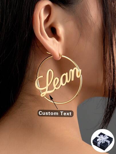 Personalized Custom Name Round Hoop Earrings In Multiple Sizes, Stainless Steel Gold Oversized Casual Jewelry For Christmas, Halloween, Anniversary, Great Gift For Mom, Girlfriend Silver,Gold Stylish,Fall Fashion,Vintage,Old Money,Feral,2000s Fashion,Y2k Custom,Personalized,Unique Ideal Gifts For Her Girlfriend,Mom,Family,Friends,Daughter For Anniversaries,For Birthdays,For Daily Wear,For Prom,For Mother's Day,For Valentine's Day,For Graduation,For Weddings,For Party,For Dressy Outfits