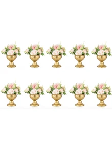2/10 Pcs Gold Flowers Vases For Centrepieces, Wedding Table Centerpiece Decoration For Reception, Home Flower Stand For Birthday Ceremony Events, Mini Sized Plant Pots Indoor & Outdoor - Hai loại đại lượng - Xem 1