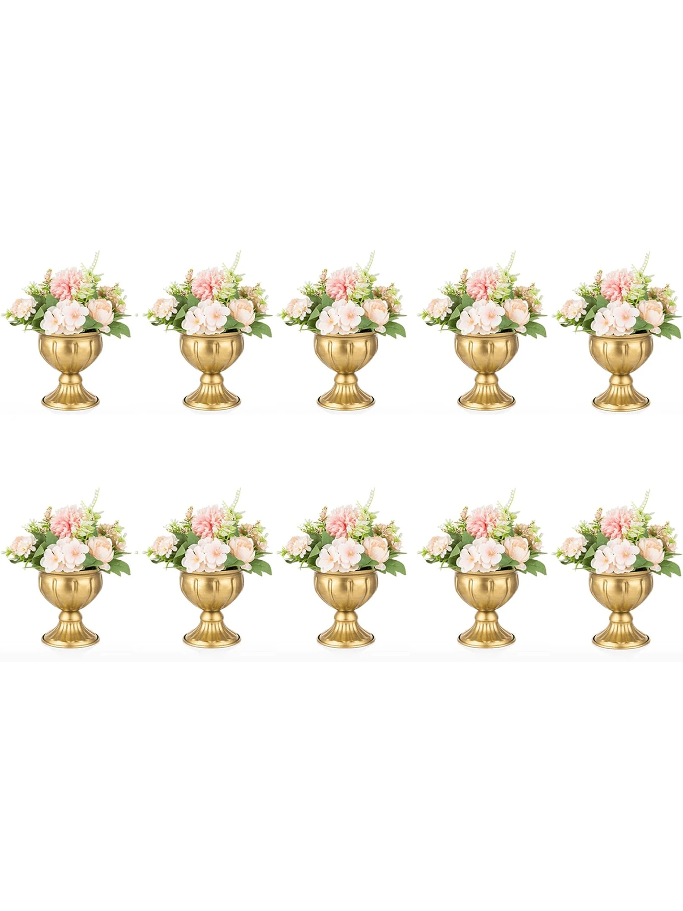 2/10 Pcs Gold Flowers Vases For Centrepieces, Wedding Table Centerpiece Decoration For Reception, Home Flower Stand For Birthday Ceremony Events, Mini Sized Plant Pots Indoor & Outdoor - Hai loại đại lượng - Xem 1