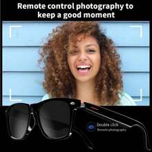 SENBONO New Intelligent Glasses, Sunglasses With Music/Call/Remote Camera Control/Blue Light Blocking Function, Suitable For Prescription Lenses, 168 Hours Long Standby Time, Unisex Fashionable Multi-Functional Sunglasses - Black - View 7