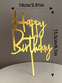 1pc Gold Acrylic Happy Birthday Cake Topper - Gold - View 10
