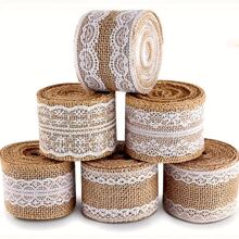 5m White Lace Burlap Ribbon, Suitable For Country Wedding Invitations, Bows, Wreaths, DIY Crafts, Christmas Decor - Multicolor - View 1
