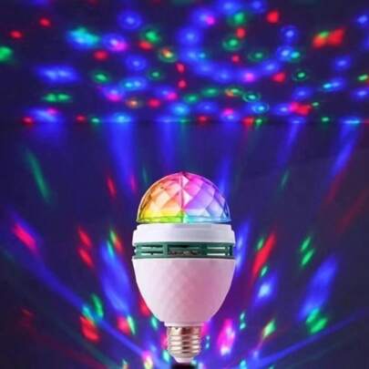 Lâmpada Giratória Colorida Led Bola Maluca Rgb + Adaptador Tomada para Festas Baladas