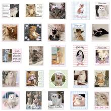 50pcs Cute Cat Sticker Cartoon Stickers DIY Decoration Computer Scrapbook Laptop Luggage Guitar Water Cup Phone Case Waterproof Stickers Back To School