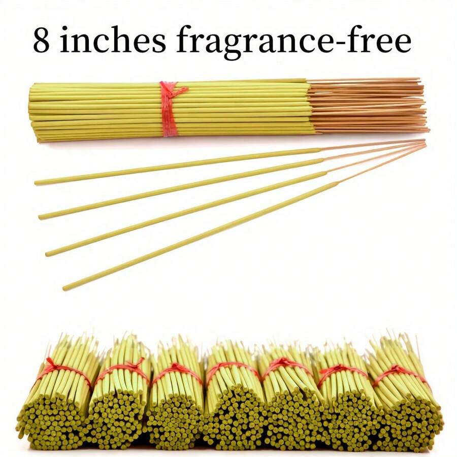 100pcs 8-Inch Natural Unscented Incense Sticks, DIY Incense - Yellow - View 1
