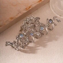 1 件月光石不对称波浪折叠发夹，1 个月 - 銀色 - 查看 6