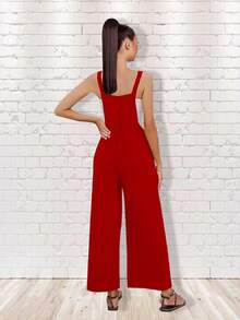 Casual Suspender Overalls With Bags For Women Brand Maria Bela Cyprus Model - 紅色 - 查看 2