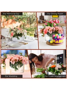 Acrylic Floral Centerpiece For Dining Table Decorations Wedding Round Flower Vase 12 Holes Centerpiece Vases For Table Low Flower Holder With Holes For Home Birthday Party,Halloween And Decorations - Ba loại đại lượng - Xem 7