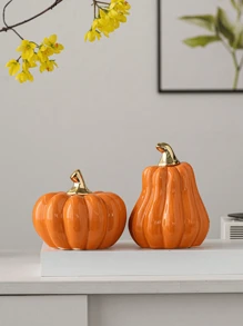 1pc Minimalist Ceramic Fake Pumpkin Decor For Halloween Party, Gifting Fall Autumn,Christmas - Pumpkin - View 12