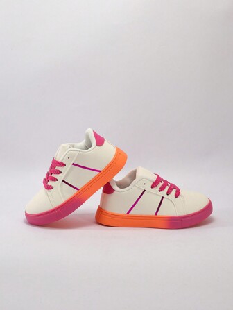 Zapatillas planas para estudiantes, zapatillas de deporte diarias para niñas, zapatillas de gimnasia de dopamina antideslizantes, zapatos blancos pequeños