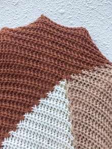 Vestido de suéter de talla grande con estampado de cuadros de colores, de manga larga con puños elásticos, vestido holgado de suéter para mujeres, para el invierno