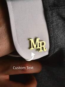 男士袖扣，带两个字母的个性化袖扣，适用于男士西装、衬衫、商务袖扣，1 对
