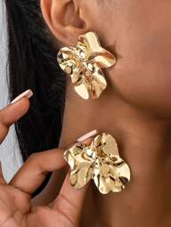 1 Pair Geometric Chic Iron Stud Earrings, Suitable For Weddings, Parties And Daily Wear