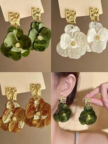 1 paire Boucles d'oreilles florales vintage uniques et de luxe pour femmes, convient pour les fêtes et les vacances