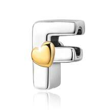 925 Silver Plated Heart Shaped Letter A-Z Pendant Charm, Smooth Letter Necklace A-Z Provides Multiple Choices. Ideal For DIY Bracelet And Necklace. Gold Heart Initial Letter Bead Pendant, Great Jewelry Gift For Women.