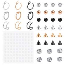 Ear Cuff Earrings For Women Non Piercing Ear Cuffs Ear Cuff For Non Pierced Ears Clip On Cartilage Earring Fake Earrings, Fake Piercings Fake Ear Ring Hoop, Snake Bites Piercing Fake Skin Piercing Fake Face Piercings 4MM Replacement Balls Spike With 100Pcs Sticker - Ear Cuff - View 9