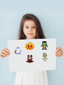 8/24 szt. Halloween naklejki rzemieślnicze upominki na przyjęcie naklejki na twarz czarownica wampir samoprzylepne naklejki DIY na Halloween dla dzieci, naklejki z grami imprezowymi, upominki na przyjęcie dla dzieci, rękodzieło