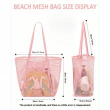 Mesh Beach Tote Bag With Phone Pocket - Women's Shoulder Bag For Beach Travel - Hồng - Xem 3