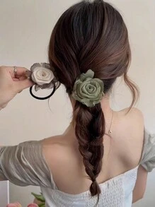 1 Stück mehrfarbige, elastische Haargummis mit getrockneten Rosenblüten, hochwertiges Haaraccessoire für Damen, geeignet für den Alltag, als Haargummis, Haargummis, Haarbänder, Haargummis, Haargummis, Haargummis, Haargummis, Haargummis - Verschiedenfarbig - Übersicht 4