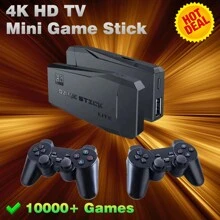 M8 Game Stick Mini TV Handheld Portable Nostalgic Game Console Emulator Wireless Gamepads Video Game Retro Classic Game 4K HD Output Dual Rocker - Black - View 2