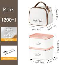 2 件/3 件 304 不锈钢便当盒，户外野餐容器，防漏，可重复使用食品储存盒，带保温袋，适用于办公室、学校或旅行圣诞礼物、学校用品 - 304小白餐盒(附保溫袋+餐具) - 查看 8