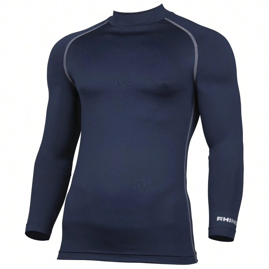 RHINO Mens Thermal Underwear Long Sleeve Base Layer Vest Top (Navy) - Navy Blue - View 1