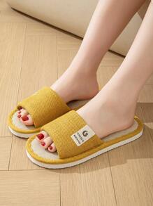 Women's Slippers For Indoor Home Wooden Floor, Non-Slip, Soft Plush, Solid Color, Suitable For Living Room, Kitchen, Study, Hotel, Cartoon Pattern, Pink, Yellow