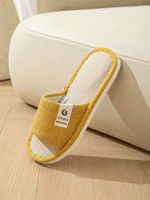 Women's Slippers For Indoor Home Wooden Floor, Non-Slip, Soft Plush, Solid Color, Suitable For Living Room, Kitchen, Study, Hotel, Cartoon Pattern, Pink, Yellow