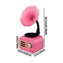 Vintage Gramophone Speaker, Creative Gift Stereo Music Box Radio Desk Decor - Pink - View 11