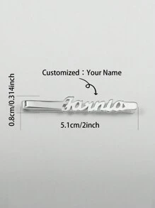 Customized Personalized English Name Tie Clip, Unique Clothing Accessory, Gift For Father's Day, Valentine's Day, Birthday, Anniversary, Friends, Graduation, Christmas, Family, Premium - Style 1 - View 3
