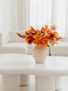 4pcs/Set 46cm Artificial Orange Maple Leaf & Pumpkin Branch, Suitable For Autumn, Halloween, Harvest Festival, Home Decor, Tabletop, Bedroom, DIY Plant Decor