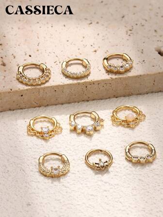 CASSIECA 1 件 16G 鼻中隔环蛋白石耳石耳环环形鼻环不锈钢 CZ 软骨耳轮耳屏耳环鼻中隔穿孔珠宝
